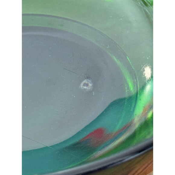 Paden City MCM Atomic Emerald Glo Green 9.25" Serving Bowl With Brass Base - Picture 11 of 14